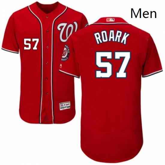 Mens Majestic Washington Nationals 57 Tanner Roark Red Alternate Flex Base Authentic Collection MLB Jersey